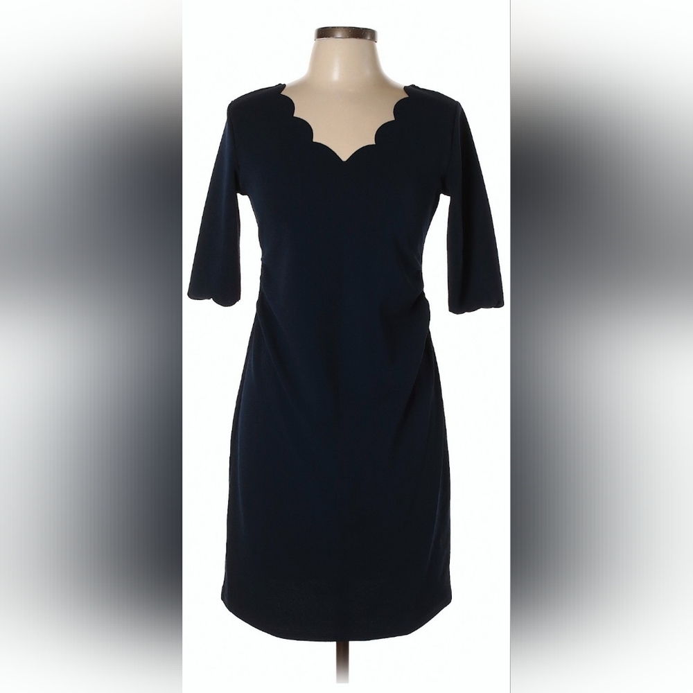 Pinkblush Midnight Blue Scalloped Long Sleeve Dress